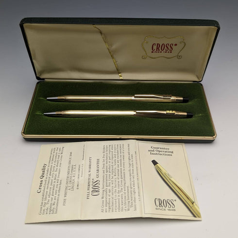 Vintage Cross (CROSS) gold-filled ballpoint pen and pencil set in case